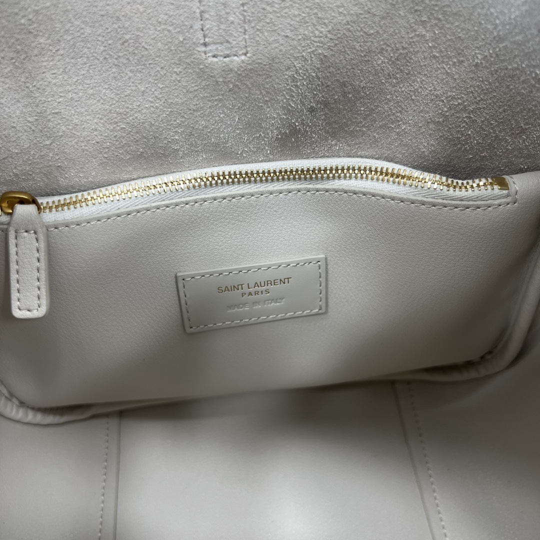 Saint Laurent LE 5 A 7 Small Soft Grained Calfskin Shoulder Bag Handbag White 713938